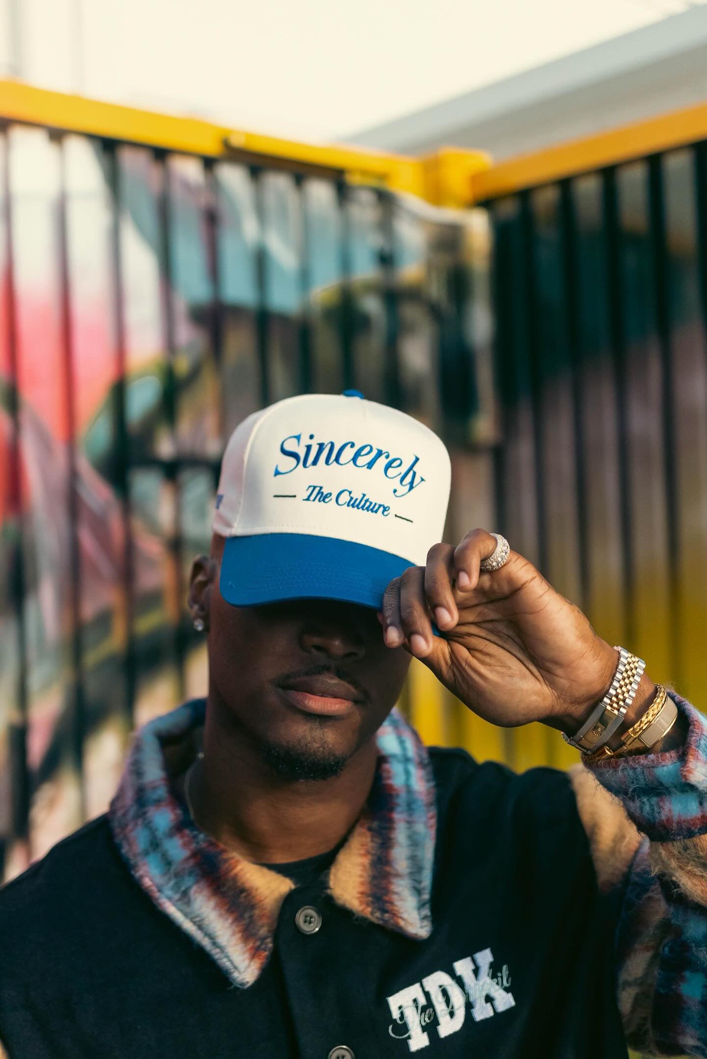 Sincerely, The Culture  Hat (Cream & Royal Blue)